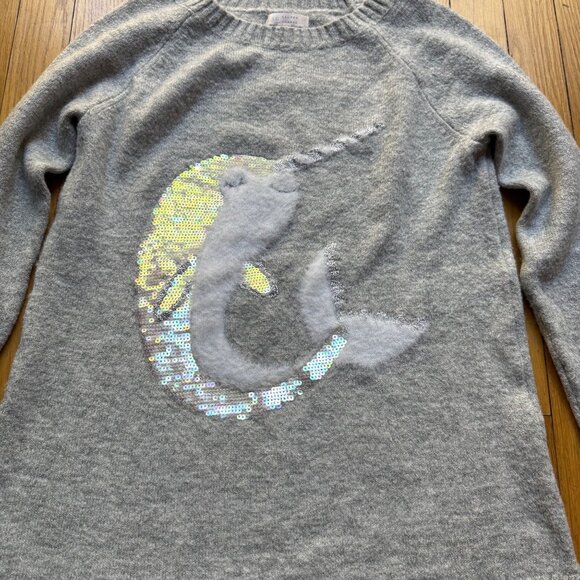 LC Lauren Conrad Size S Gray Narwhal Sequin Metallic Knit Long Sleeve Sweater - Picture 4 of 12